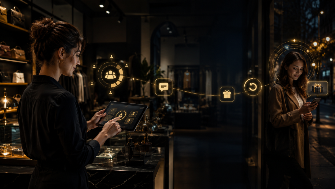 門店現場情境：服務人員與顧客互動
